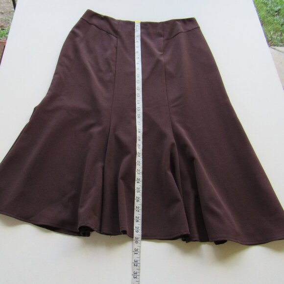 Vintage Worthington Women's Brown Midi A-Line Flowy Skirt Back Zipper Size 12 - Picture 6 of 6